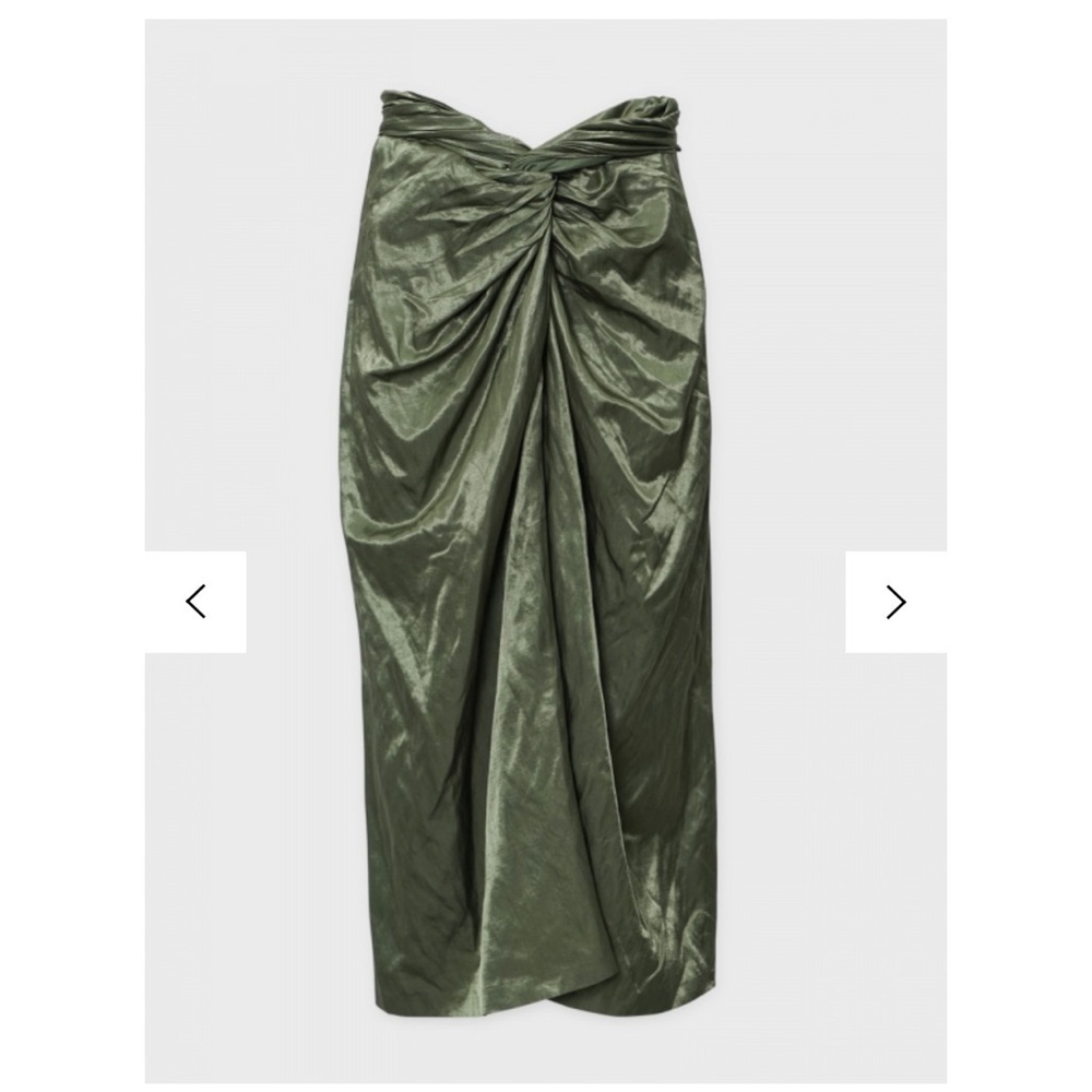 NWOT Vince Twist Front Skirt in Dark Pistachio Size 2 - Picture 4 of 10